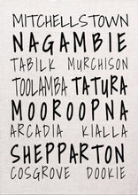 Load image into Gallery viewer, Shepparton area tea towel