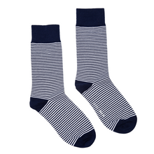 Load image into Gallery viewer, ORTC Navy and White Pin Stripe Socks
