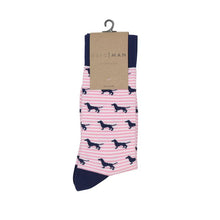 Load image into Gallery viewer, ORTC Pink Stripe Dachies Socks
